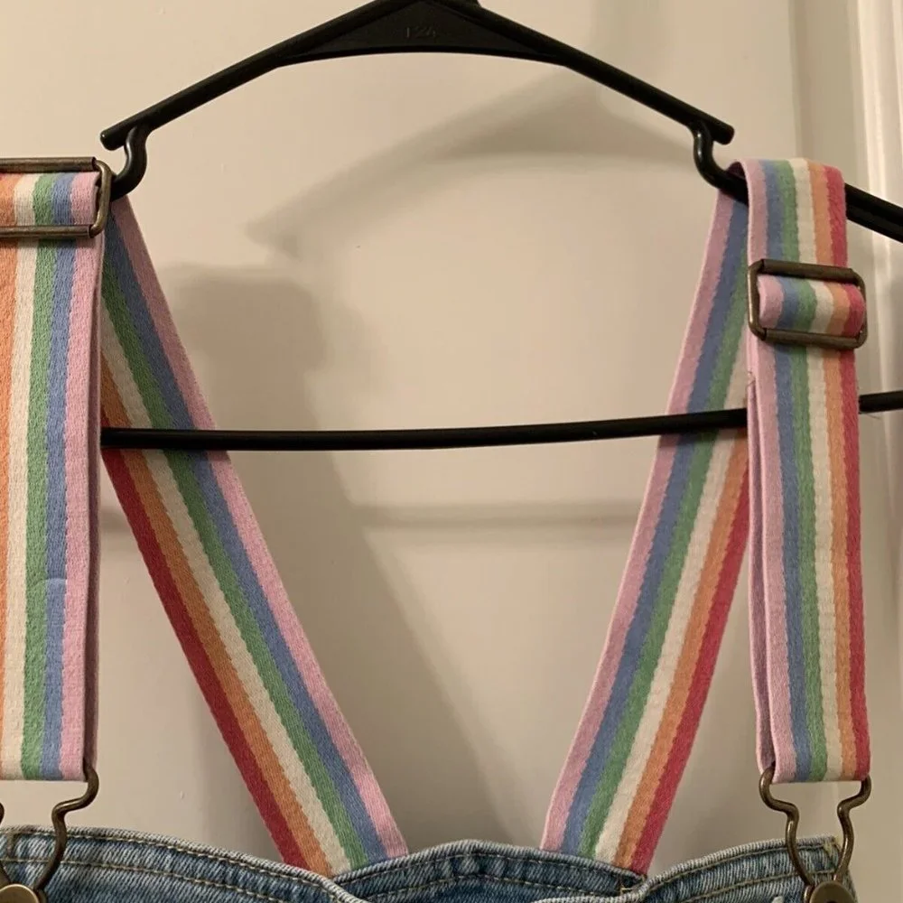 Take Pride Denim Overalls Shortalls Rainbow Straps